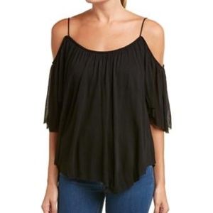 Bailey 44 Havana Cold Shoulder Strappy Black Flowy Blouse S
